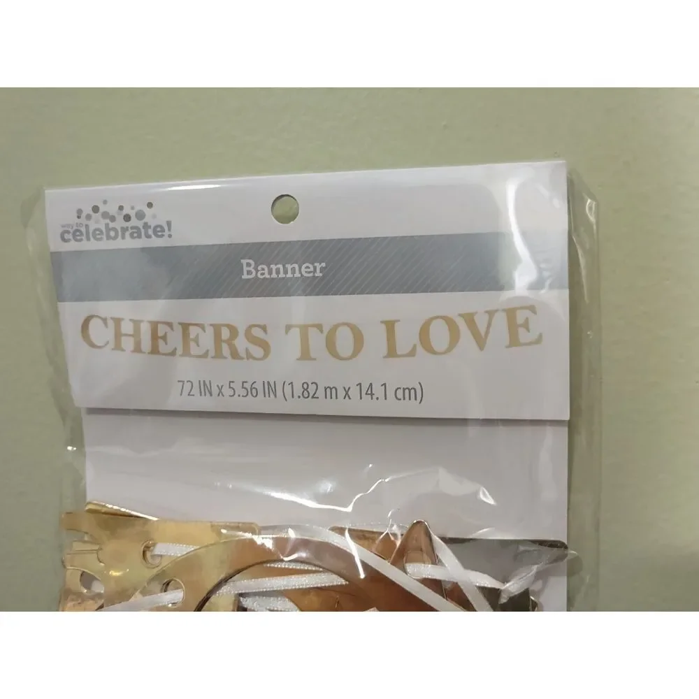 Party Decorations CHEERS TO LOVE Gold Cut-Out Banner 72